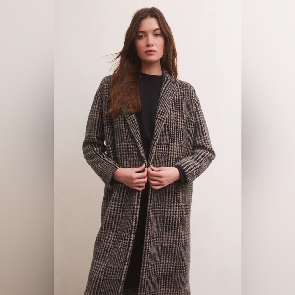 Z Supply Mason Houndstooth Coat Black & Cream